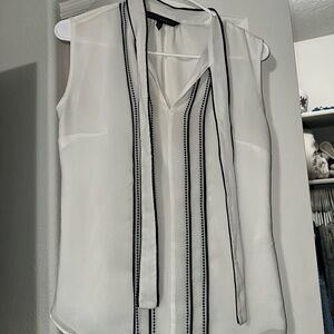 White House Black Market White Blouse with Black Accents